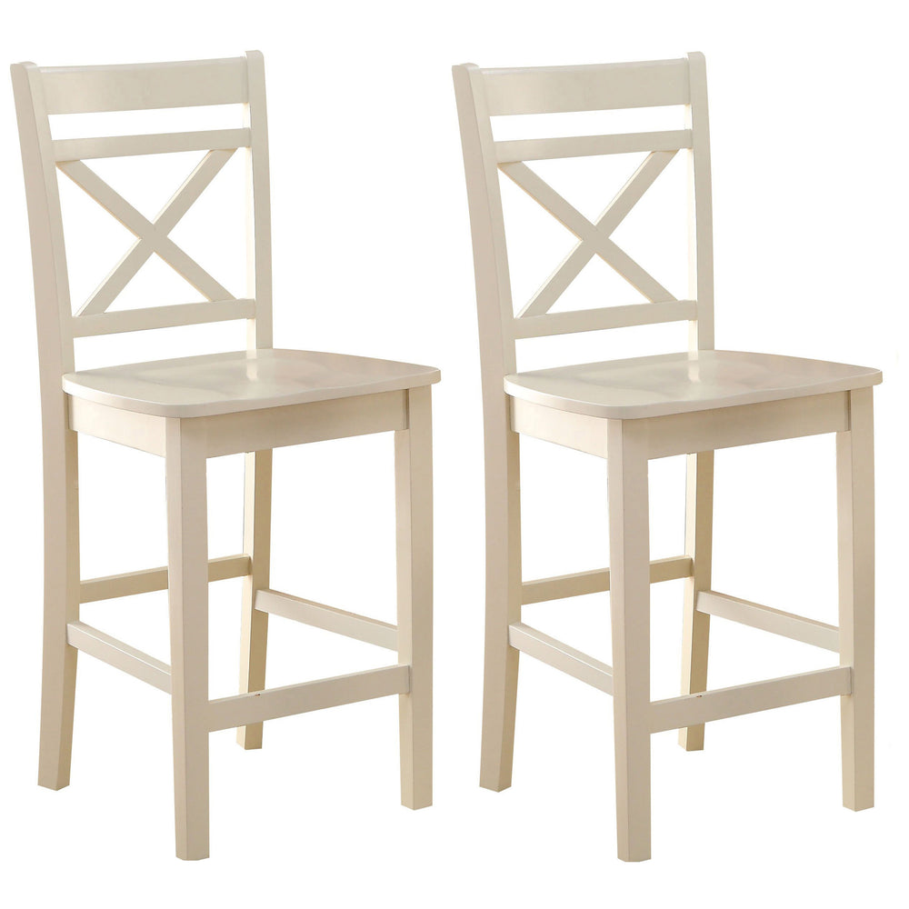English Elm Cream Cross Back Counter Height Chairs Set of 2 — Elegant Cream Finish, Tapered Legs & Footrest Comfort B062P189109