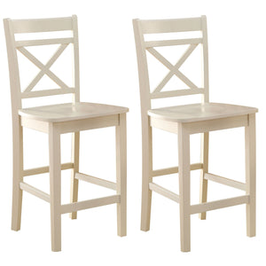 English Elm Cream Cross Back Counter Height Chairs Set of 2 — Elegant Cream Finish, Tapered Legs & Footrest Comfort B062P189109