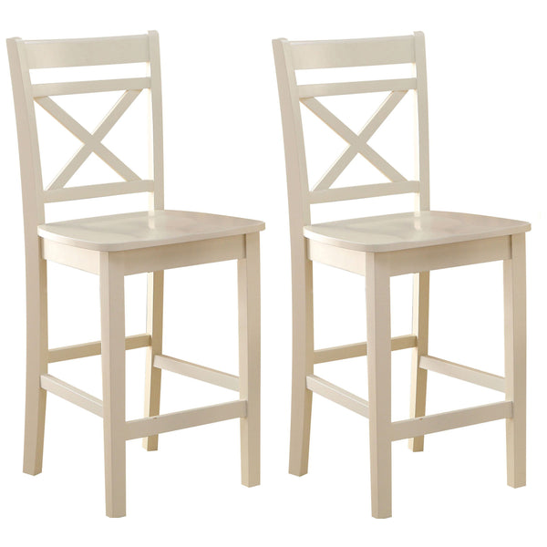 English Elm Cream Cross Back Counter Height Chairs Set of 2 — Elegant Cream Finish, Tapered Legs & Footrest Comfort B062P189109