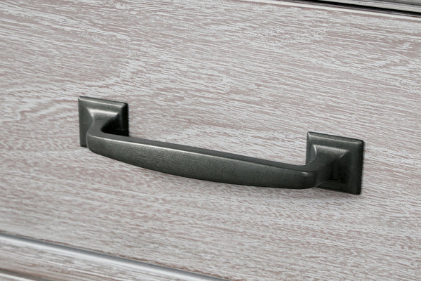 English Elm Transitional 3 Drawer Nightstand Dentil Molding Dovetail Elm Veneer Weathered Gray B2741P435891