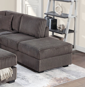 English Elm Chocolate Fur-Like Corduroy U-Shaped Sectional Sofa with Console Cup Holders and Hidden Storage Recline Chocolate 34 L x 26 W x 46 H B011S01773