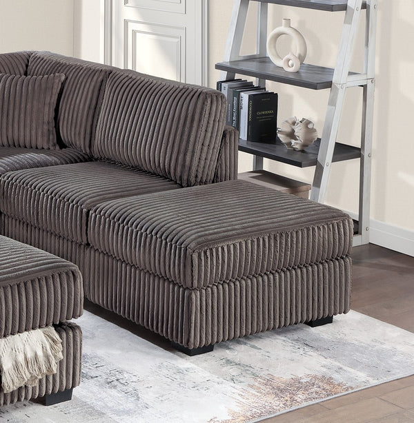 English Elm Chocolate Fur-Like Corduroy U-Shaped Sectional Sofa with Console Cup Holders and Hidden Storage Recline Chocolate 34 L x 26 W x 46 H B011S01773