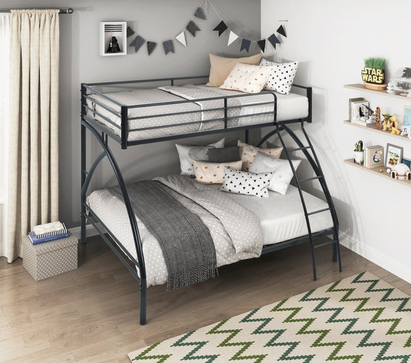 English Elm Black Metal Twin-Over-Twin Bunk Bed with Modern Lines, Sturdy Frame, Space-Saving Design for Kids Black 77 L x 60.25 W x 7.25 H B011P248590