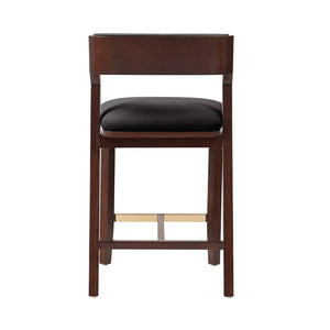English Elm Counter Stool Velvet Upholstered Walnut Frame with Gold Footrest for Kitchen Bar B365P398016