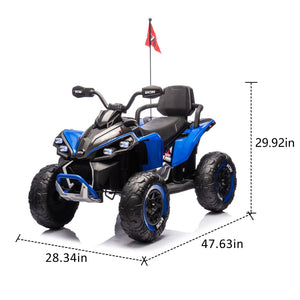 English Elm 24v Kids Electric Atv Xxxl Off-road Ride on with Remote Parental Control and Bluetooth Blue W1578P228313