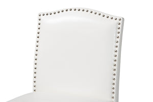 Baxton Studio Baxton Modern Black Faux Leather Bar Stool Set with Nail Head Trim for Kitchen or Dining Room Libra White BBT5111 Bar Stool-White