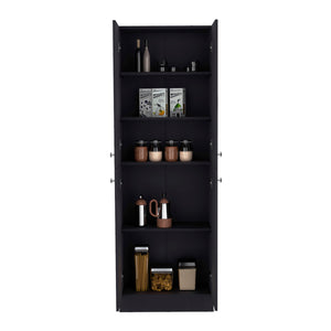English Elm Lynch 71" Pantry Storage Cabinet Black – 4-Door Freestanding Cupboard, 5 Adjustable Shelves, Multiroom Use B200P188841