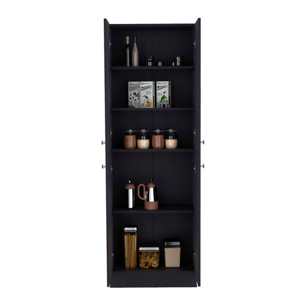 English Elm Lynch 71" Pantry Storage Cabinet Black – 4-Door Freestanding Cupboard, 5 Adjustable Shelves, Multiroom Use B200P188841