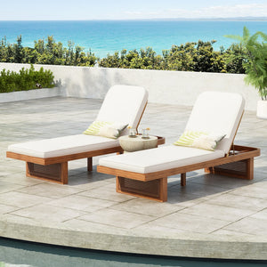 English Elm Christopher Knight Home® - Outdoor Lounge Chair - Stylish Acacia Wood & Pe Rattan, Adjustable Recline With Plush White Cushion N769P303158A_4