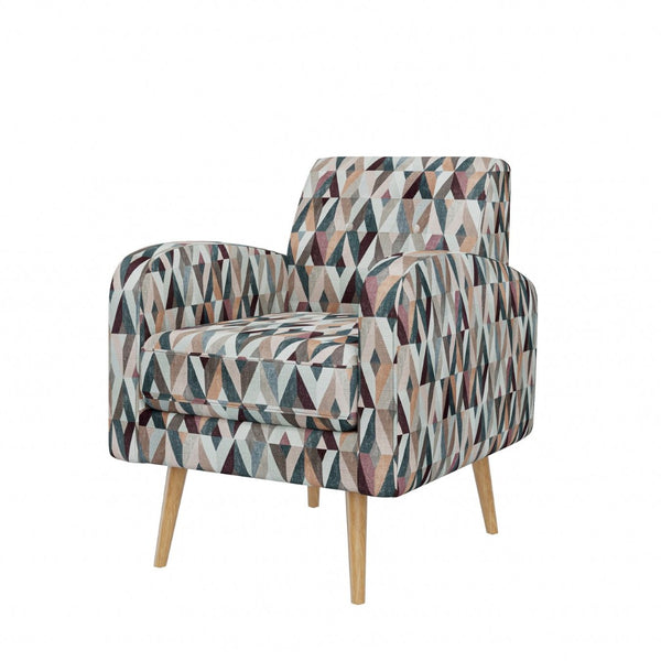 English Elm Darien Geometric Prism Upholstered Accent Armchair with Solid Wood Legs for Small Spaces Brown B127P495072