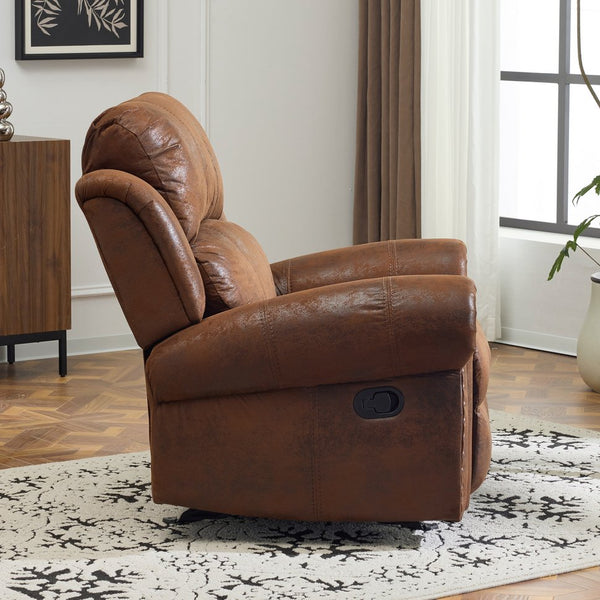 English Elm Christopher Knight Home® - 40.75" Wide Suede Manual Glider Recliner Chair with Rolled Arms, Microfiber Comfort & Infinite Positions Brown N763P264499D