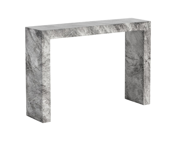 Sunpan Axle Console Table - Bold Concrete Design with Clean Lines for Modern Indoor and Outdoor Spaces Marble Look / Grey