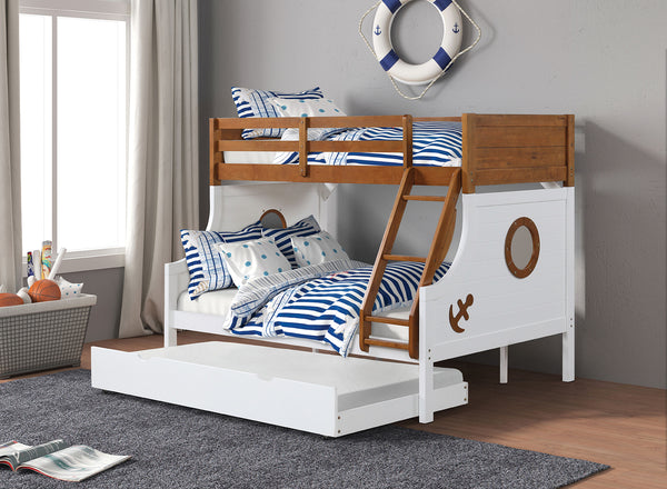 English Elm Modern Twin Over Full Bunk Bed With Angled Ladder, Safety Rails & Stylish Two-Tone Finish For Kids B2741S00487