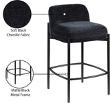 Burton Black Chenille Fabric Stool 429Black-C Meridian Furniture