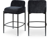 Burton Black Chenille Fabric Stool 429Black-C Meridian Furniture