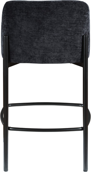 Burton Black Chenille Fabric Stool 429Black-C Meridian Furniture