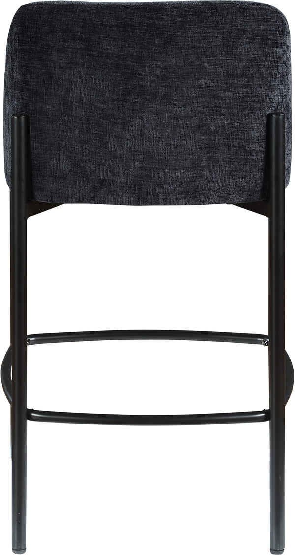 Burton Black Chenille Fabric Stool 429Black-C Meridian Furniture