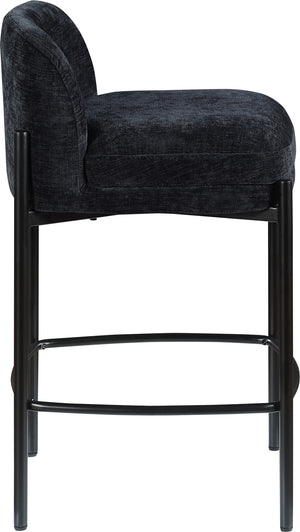 Burton Black Chenille Fabric Stool 429Black-C Meridian Furniture