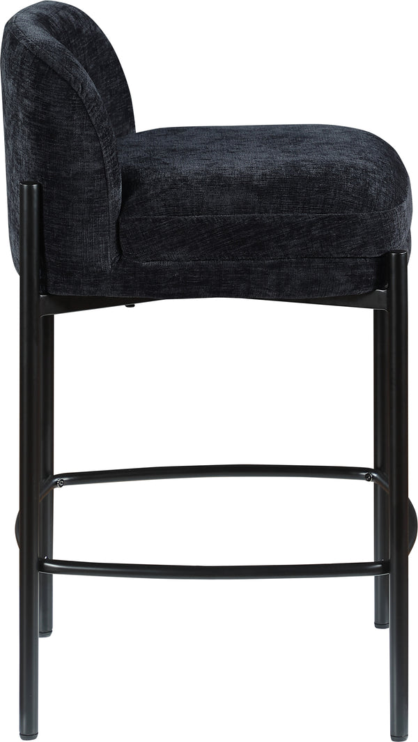 Burton Black Chenille Fabric Stool 429Black-C Meridian Furniture