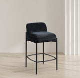 Burton Black Chenille Fabric Stool 429Black-C Meridian Furniture