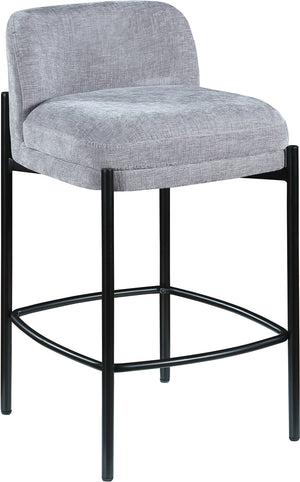 Burton Grey Chenille Fabric Stool 429Grey-C Meridian Furniture