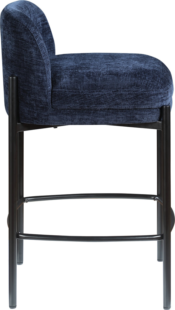 Burton Navy Chenille Fabric Stool 429Navy-C Meridian Furniture