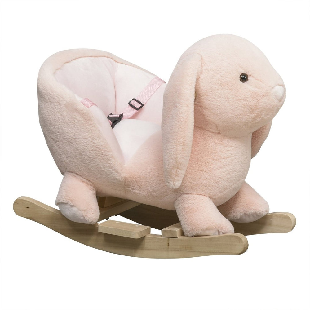 English Elm Qaba Bunny Rocker Toddler Ride on with Velvet Plush Carrot Toy and Realistic Sounds W2225P217686