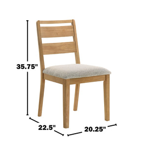 English Elm Set of 2 Ladder Back Dining Chairs Washed Oak Frame Bouclé Cushion Farmhouse B016P453424