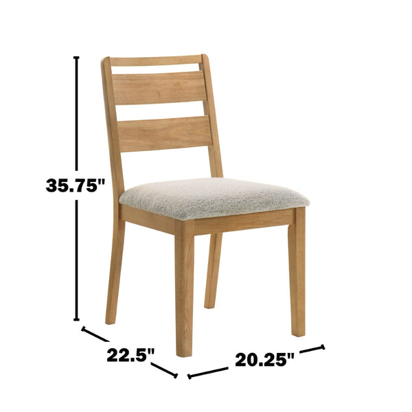 English Elm Set of 2 Ladder Back Dining Chairs Washed Oak Frame Bouclé Cushion Farmhouse B016P453424