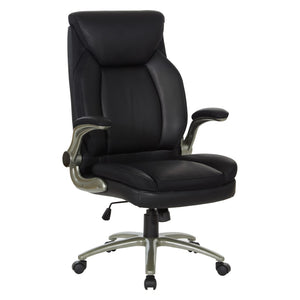 OSP Home Furnishings Big and Tall Ergonomic Office Chair with Lumbar Support Leather Seat 400 Lb Capacity Black ECH14517BT-EC3