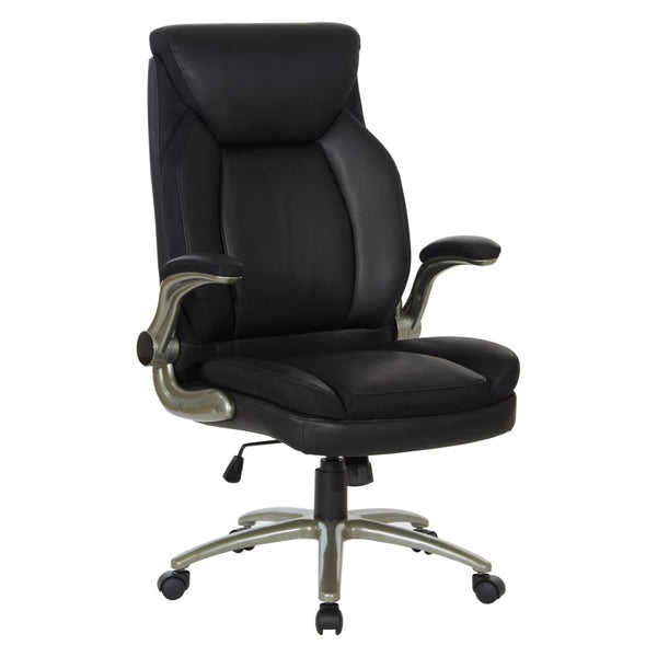 OSP Home Furnishings Big and Tall Ergonomic Office Chair with Lumbar Support Leather Seat 400 Lb Capacity Black ECH14517BT-EC3