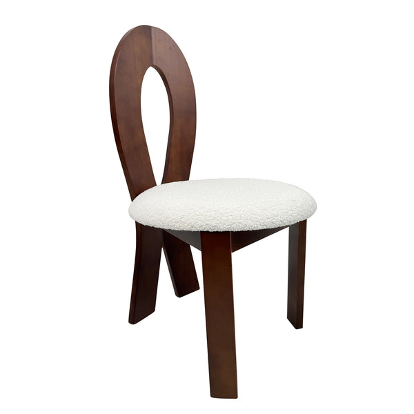English Elm Dining Chairs Set Of 2 - Elegant Pure White Teddy Velvet With Deep Walnut Frame & Unique Backrest Design W2700P338556