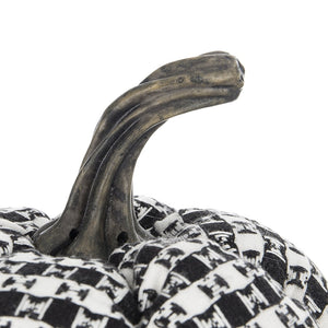 English Elm Set Of 2 Black-White Plaid Fabric Pumpkins - Cozy Rustic Décor For Fall & Halloween Displays W2078P237308-GIGA