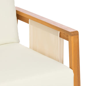 English Elm 2 Piece Outdoor Acacia Wood Loveseat and Coffee Table Set with Textilene Weave Cushions Brown,Teak+ Beige N768P368824T