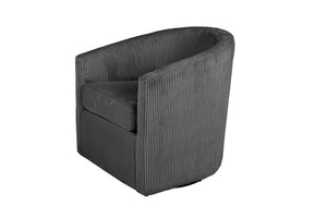 English Elm Dark Dark Gray Corduroy Swivel Accent Chair U-Backrest Plush Cushion 360° Metal Base Compact Cozy Lounge B011P370420