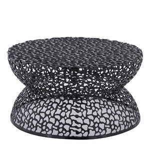 English Elm T3704-35 Round Aluminum Lattice Coffee Table with Sculptural Cutout Design for Modern Lofts Black B009P417515