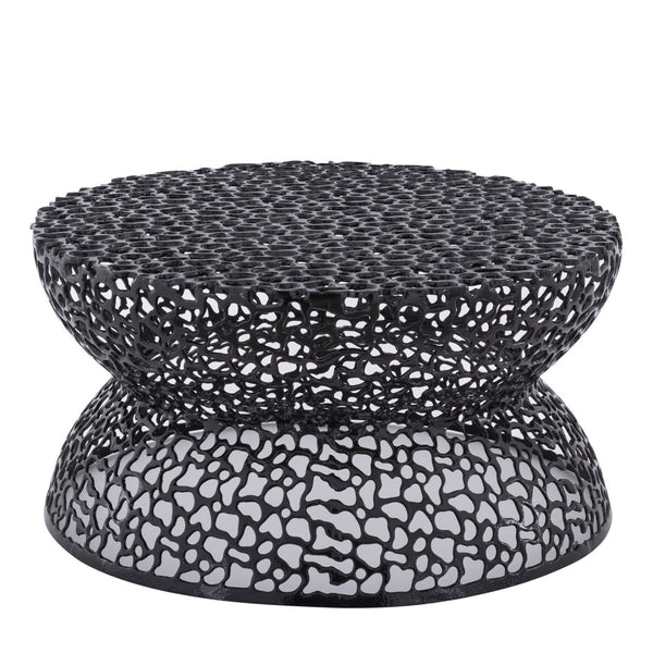English Elm T3704-35 Round Aluminum Lattice Coffee Table with Sculptural Cutout Design for Modern Lofts Black B009P417515