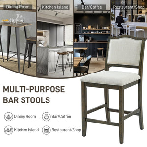 English Elm Counter Height Rubberwood Barstools Set of 2 Upholstered Seats for Kitchen Island Brown N752P377070D