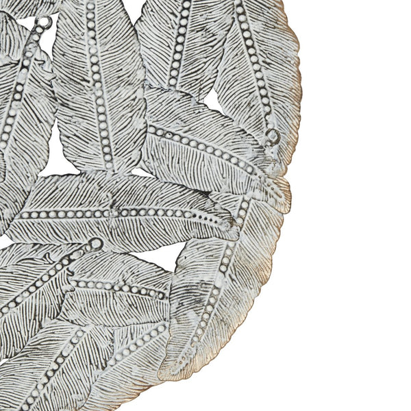 JLA Home Madison Park - Textured Feather 3-Piece Metal Disc Wall Decor Set — Blue Iron Feather Cutouts, 10" Durable Coastal Accents MP167-0096