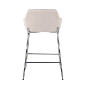 English Elm Daniella Contemporary Counter Stool Set Of 2: Chrome Frame & Cream Fabric For Stylish Dining Comfort B202S00049