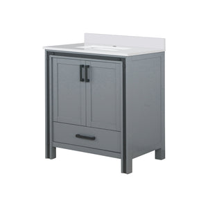 English Elm Dark Grey Bath Vanity With White Quartz Top – 30"W X 22"D, Modern Design, Durable Storage Solution B2731P260590