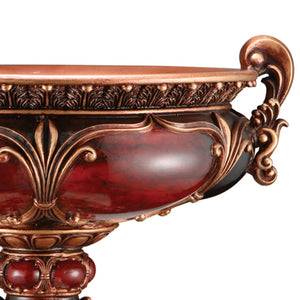 English Elm 10" Polyresin Victorian Fruit Bowl Ornate Marble Inlay Antique Finish Dining Accent B072116417
