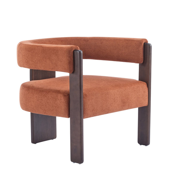 English Elm Christopher Knight Home® - Modern Velvet Upholstered Accent Arm chair with Barrel Back Design, Luxurious Velvet Comfort & Curved Legs Burnt Orange 29.5 L x 25.5 W x 14.5 H N776P205886R