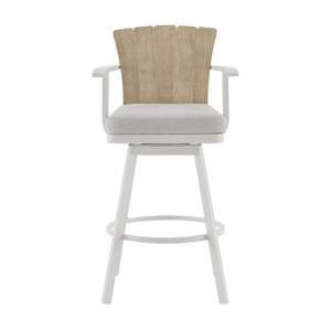 English Elm Hazel Outdoor Swivel Counterstool Powder Coated Aluminum Teak Accents Weather Resistant B2736P464819