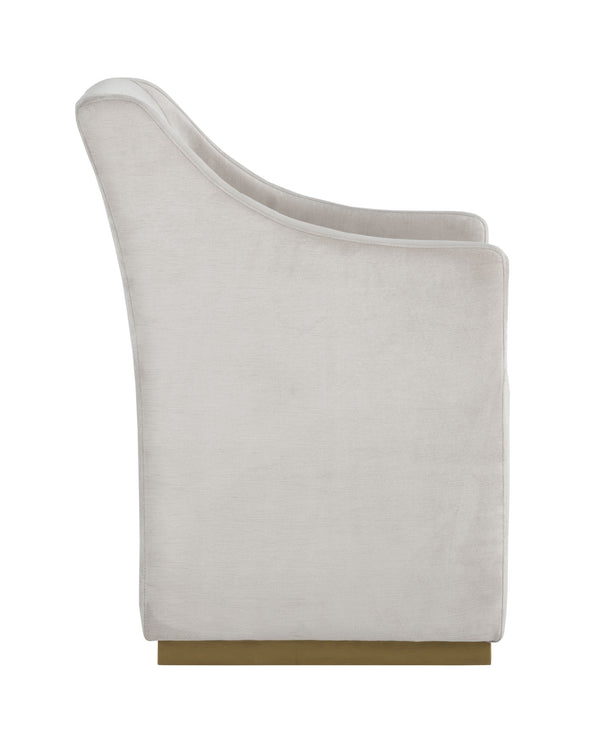 Sunpan Zane Glamorous Wheeled Lounge Chair with Brushed Brass Frame for Stylish Dining & Relaxation Spaces Piccolo Prosecco