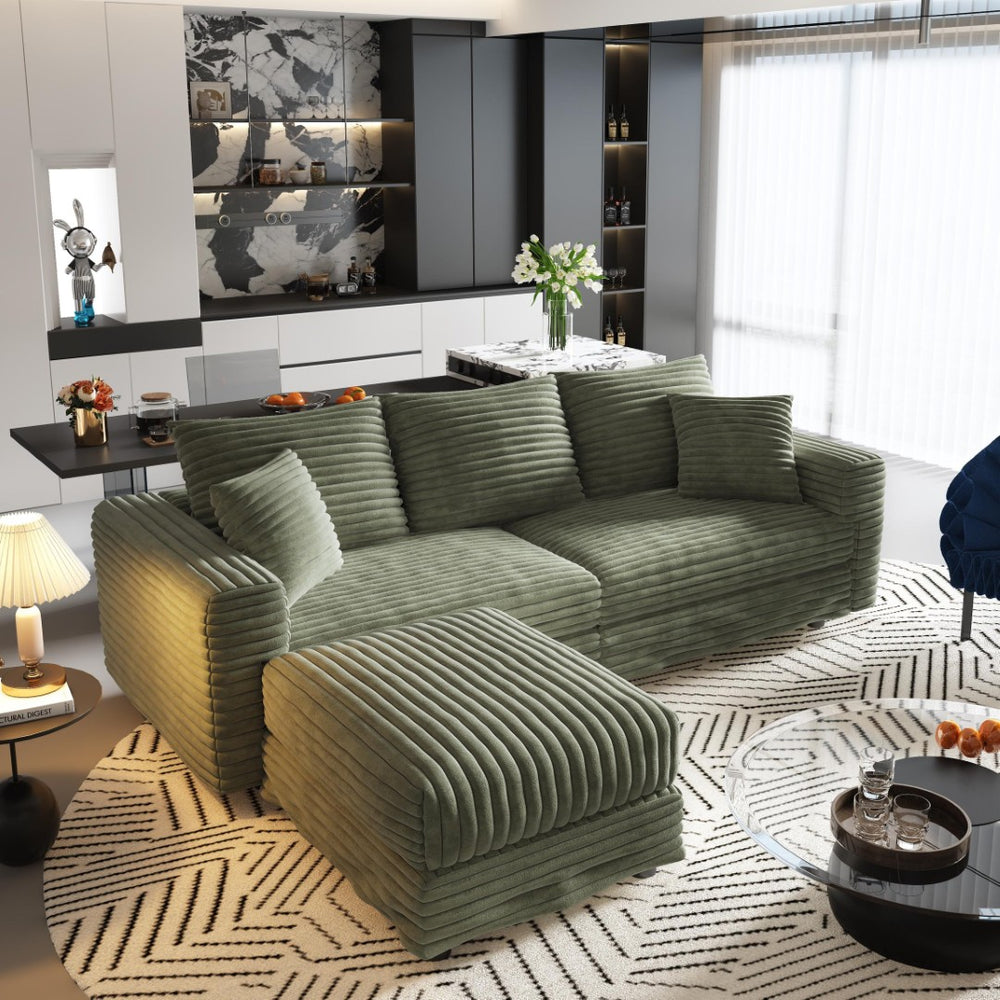 English Elm 82.6"upholstered Velvet Chesterfield Sofa with Button Tufting Nailhead Trim Rolled Arms Green W1885S00348