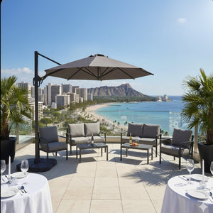 English Elm 11 Ft Cantilever Patio Umbrella Upf 50 Plus Aluminum Pole with Foot Pedal Rotation B082P454950