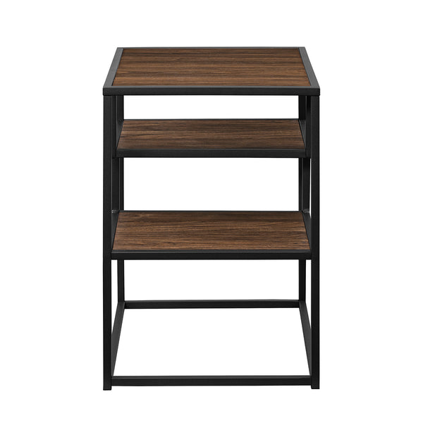 English Elm Walker Edison - Modern Minimal Floating Shelf Side Table Dark Walnut — Sleek 2-Shelf MDF & Steel Accent Table, Warp-Resistant Laminate Finish, Easy Assembly, Perfect for Living Room, Office, Urban Homes B185P168942