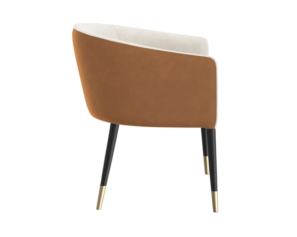 Sunpan Asher Lounge Chair – Modern Barrel Back Design with Black Steel Legs and Elegant Gold Foot Caps Meg Taupe / Meg Gold