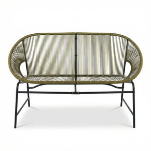 English Elm Condessa Outdoor Pe Rattan Loveseat Iron Frame Weather Resistant Patio Seating Green N775P423051G